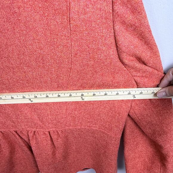 Talbot's Wool Blend Lined Blazer Coat Orange Lining EUC Size 14W Ruffles Button - Picture 6 of 8